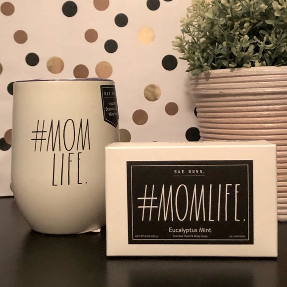 Rae Dunn #MOMLIFE stainless steel tumbler & Soap